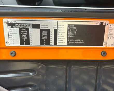 Помаранчевий Сканіа R 410, об'ємом двигуна 12.7 л та пробігом 953 тис. км за 29900 $, фото 24 на Automoto.ua