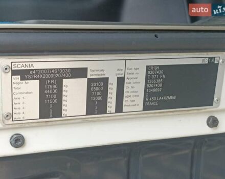 Белый Сканиа R 450, объемом двигателя 12.74 л и пробегом 758 тыс. км за 37500 $, фото 30 на Automoto.ua