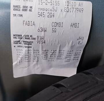 Синий Шкода Фабия, объемом двигателя 1.4 л и пробегом 245 тыс. км за 5600 $, фото 13 на Automoto.ua