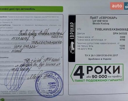 Белый Шкода Kodiaq, объемом двигателя 1.97 л и пробегом 118 тыс. км за 29700 $, фото 24 на Automoto.ua