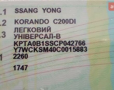 Серый Cанг Йонг Корандо, объемом двигателя 2 л и пробегом 161 тыс. км за 5500 $, фото 5 на Automoto.ua