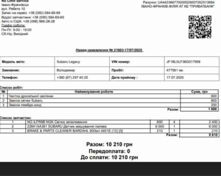 Серый Субару Легаси, объемом двигателя 2 л и пробегом 477 тыс. км за 3800 $, фото 11 на Automoto.ua