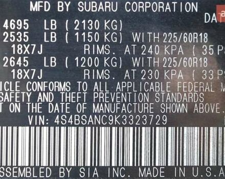 Чорний Субару Аутбек, об'ємом двигуна 2.5 л та пробігом 31 тис. км за 19800 $, фото 11 на Automoto.ua