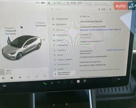 Білий Тесла Модель 3, об'ємом двигуна 0 л та пробігом 87 тис. км за 16400 $, фото 8 на Automoto.ua