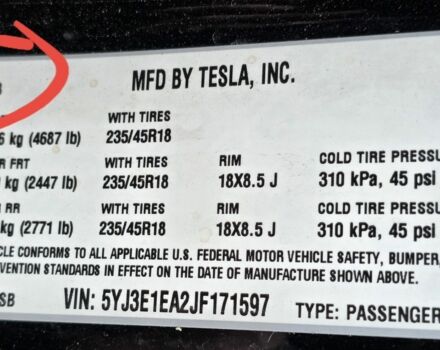 Чорний Тесла Модель 3, об'ємом двигуна 0 л та пробігом 130 тис. км за 282 $, фото 18 на Automoto.ua