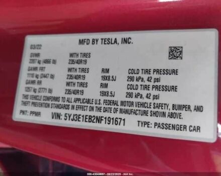 Красный Тесла Модель 3, объемом двигателя 0 л и пробегом 45 тыс. км за 14800 $, фото 8 на Automoto.ua