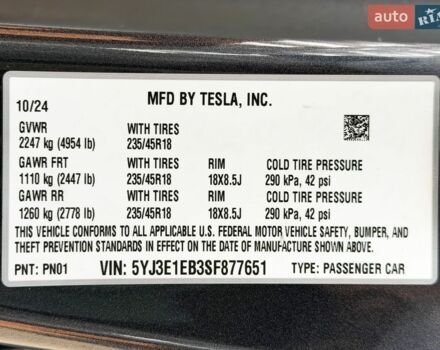 Серый Тесла Модель 3, объемом двигателя 0 л и пробегом 17 тыс. км за 31999 $, фото 26 на Automoto.ua