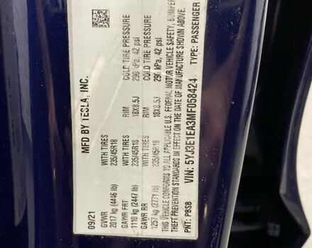 Синий Тесла Модель 3, объемом двигателя 0 л и пробегом 39 тыс. км за 20500 $, фото 12 на Automoto.ua