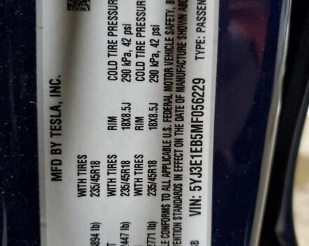Синий Тесла Модель 3, объемом двигателя 0 л и пробегом 60 тыс. км за 15000 $, фото 10 на Automoto.ua