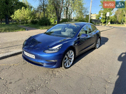 Синий Тесла Модель 3, объемом двигателя 0 л и пробегом 60 тыс. км за 27000 $, фото 1 на Automoto.ua