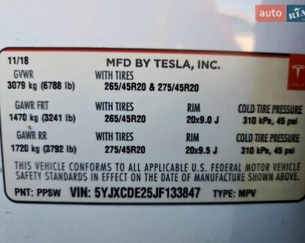 Білий Тесла Модель Х, об'ємом двигуна 0 л та пробігом 160 тис. км за 8200 $, фото 13 на Automoto.ua