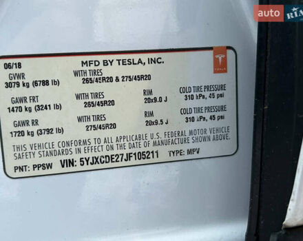 Белый Тесла Модель Х, объемом двигателя 0 л и пробегом 72 тыс. км за 27800 $, фото 16 на Automoto.ua