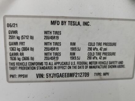 Білий Тесла Model Y, об'ємом двигуна 0 л та пробігом 172 тис. км за 17999 $, фото 1 на Automoto.ua