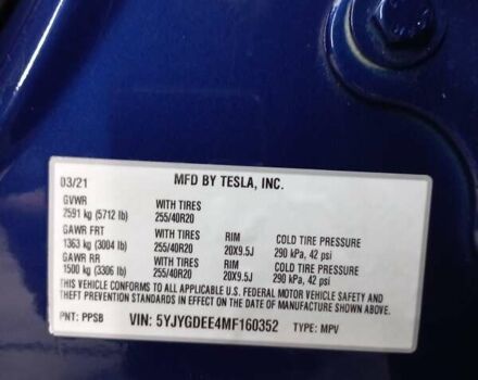 Синий Тесла Model Y, объемом двигателя 0 л и пробегом 91 тыс. км за 25850 $, фото 9 на Automoto.ua