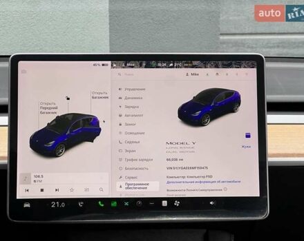 Синий Тесла Model Y, объемом двигателя 0 л и пробегом 66 тыс. км за 25500 $, фото 21 на Automoto.ua