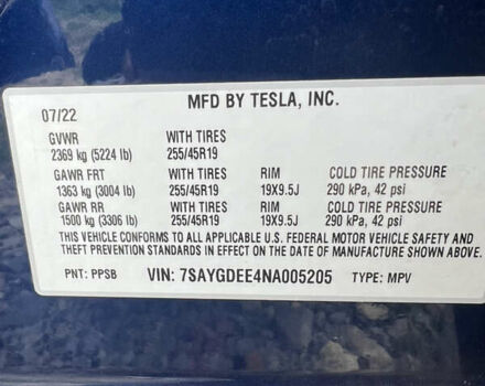 Синій Тесла Model Y, об'ємом двигуна 0 л та пробігом 91 тис. км за 23200 $, фото 12 на Automoto.ua