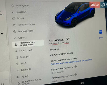 Синий Тесла Model Y, объемом двигателя 0 л и пробегом 48 тыс. км за 31600 $, фото 14 на Automoto.ua