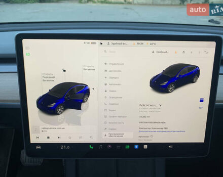 Синий Тесла Model Y, объемом двигателя 0 л и пробегом 34 тыс. км за 26800 $, фото 14 на Automoto.ua