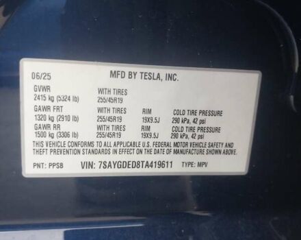 Синий Тесла Model Y, объемом двигателя 0 л и пробегом 1 тыс. км за 35000 $, фото 17 на Automoto.ua