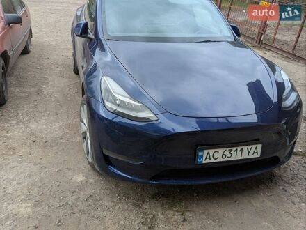 Синий Тесла Model Y, объемом двигателя 0 л и пробегом 47 тыс. км за 28000 $, фото 1 на Automoto.ua
