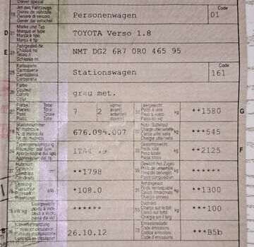 Сірий Тойота Версо, об'ємом двигуна 1.8 л та пробігом 229 тис. км за 11500 $, фото 32 на Automoto.ua