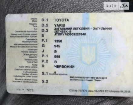 Червоний Тойота Яріс, об'ємом двигуна 1 л та пробігом 214 тис. км за 2450 $, фото 24 на Automoto.ua