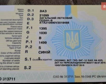 Синій ВАЗ 21099, об'ємом двигуна 1.5 л та пробігом 59 тис. км за 2200 $, фото 7 на Automoto.ua