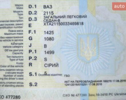 Серый ВАЗ 2115 Самара, объемом двигателя 1.5 л и пробегом 430 тыс. км за 1085 $, фото 2 на Automoto.ua
