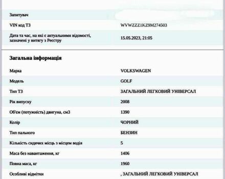 Чорний Фольксваген Гольф, об'ємом двигуна 1.4 л та пробігом 250 тис. км за 6550 $, фото 12 на Automoto.ua