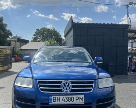 Синий Фольксваген Туарег, объемом двигателя 3 л и пробегом 377 тыс. км за 8700 $, фото 1 на Automoto.ua