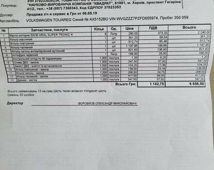 Синий Фольксваген Туарег, объемом двигателя 2.97 л и пробегом 397 тыс. км за 22700 $, фото 7 на Automoto.ua
