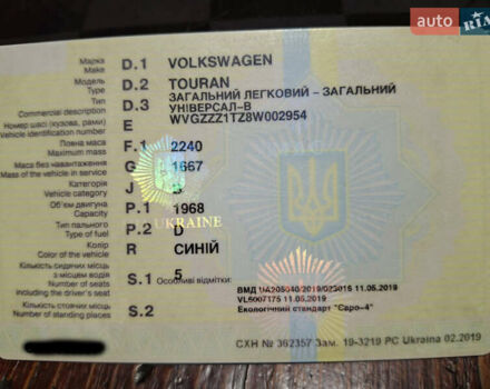 Синій Фольксваген Туран, об'ємом двигуна 2 л та пробігом 358 тис. км за 7500 $, фото 31 на Automoto.ua
