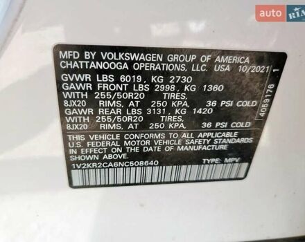 Белый Фольксваген Atlas, объемом двигателя 3.6 л и пробегом 97 тыс. км за 6100 $, фото 12 на Automoto.ua