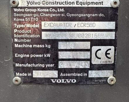 Желтый Вольво ECR 58D, объемом двигателя 0 л и пробегом 4 тыс. км за 42500 $, фото 20 на Automoto.ua