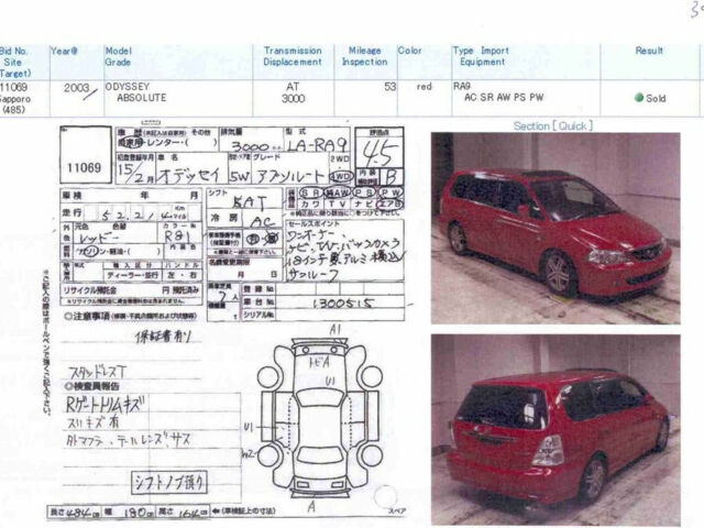 Honda Odyssey 2003 года