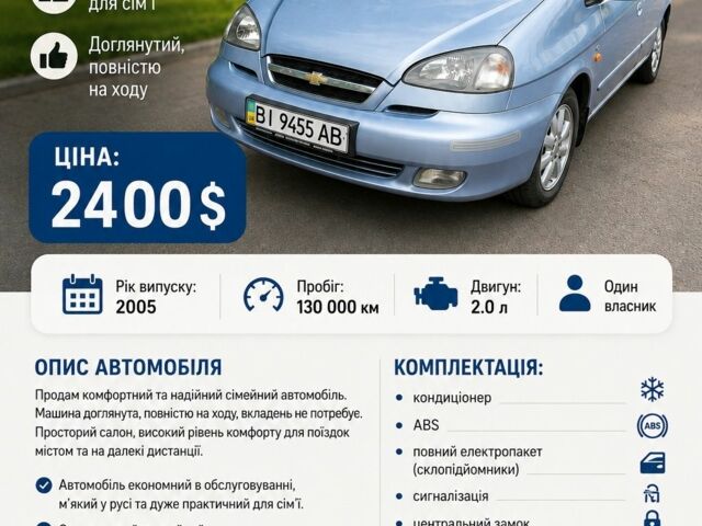 Синий Шевроле Чеветте, объемом двигателя 2 л и пробегом 130 тыс. км за 2397 $, фото 1 на Automoto.ua