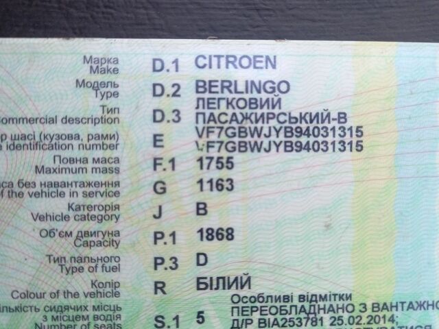 Белый Ситроен Берлинго, объемом двигателя 1.9 л и пробегом 231 тыс. км за 4100 $, фото 1 на Automoto.ua