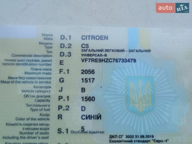 Синій Сітроен С5, об'ємом двигуна 1.56 л та пробігом 350 тис. км за 3500 $, фото 1 на Automoto.ua