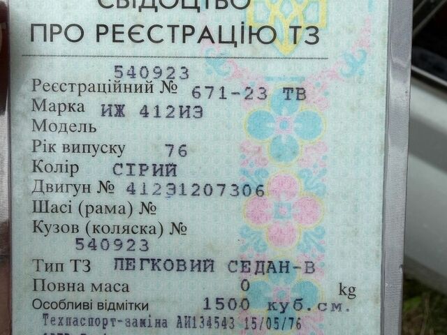 Серый ИЖ 412 ИЭ, объемом двигателя 1.5 л и пробегом 90 тыс. км за 390 $, фото 1 на Automoto.ua