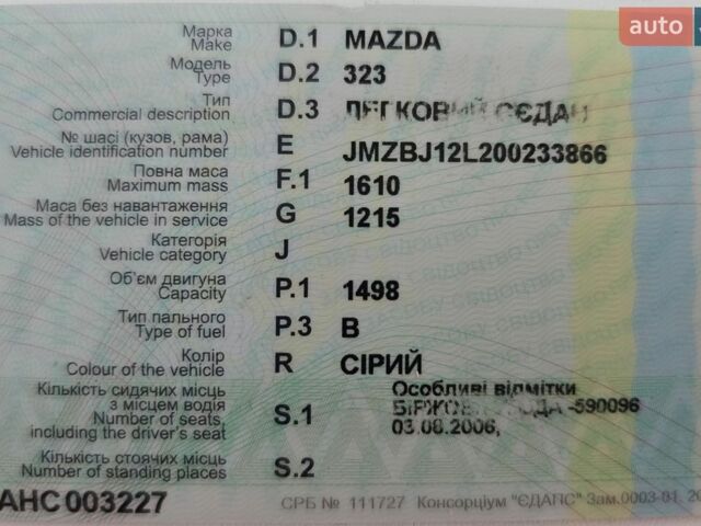 Сірий Мазда 323, об'ємом двигуна 1.5 л та пробігом 236 тис. км за 3300 $, фото 1 на Automoto.ua
