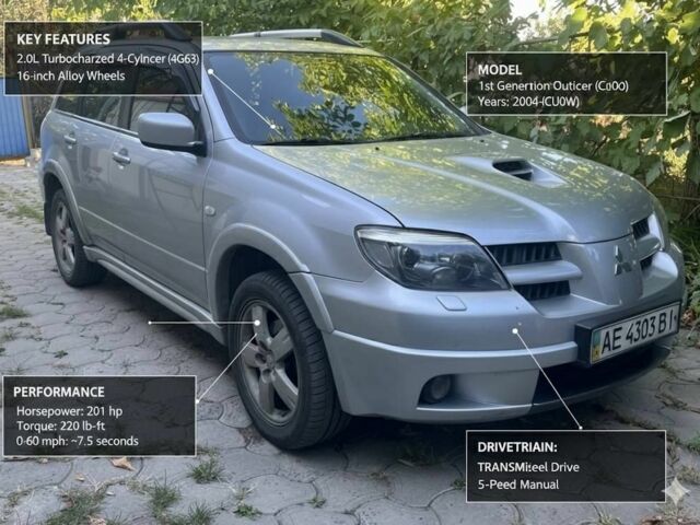 Сірий Міцубісі Аутлендер, об'ємом двигуна 2 л та пробігом 225 тис. км за 12000 $, фото 1 на Automoto.ua