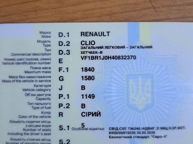 Сірий Рено Кліо, об'ємом двигуна 1.2 л та пробігом 199 тис. км за 4500 $, фото 1 на Automoto.ua