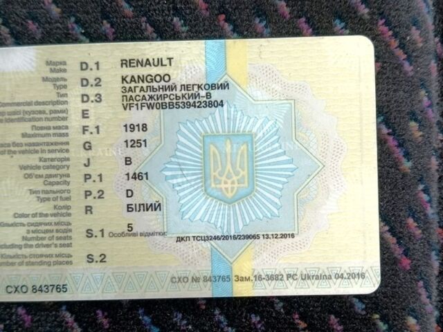 Белый Рено Кенгу, объемом двигателя 1.5 л и пробегом 321 тыс. км за 3500 $, фото 1 на Automoto.ua