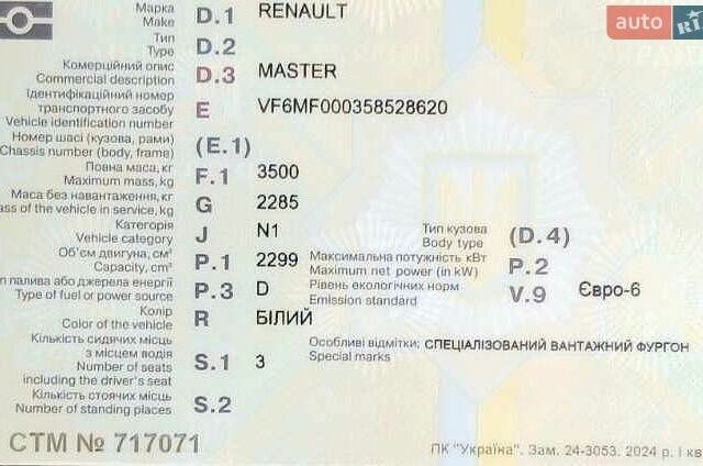 Білий Рено Мастєр, об'ємом двигуна 2.3 л та пробігом 162 тис. км за 18000 $, фото 1 на Automoto.ua