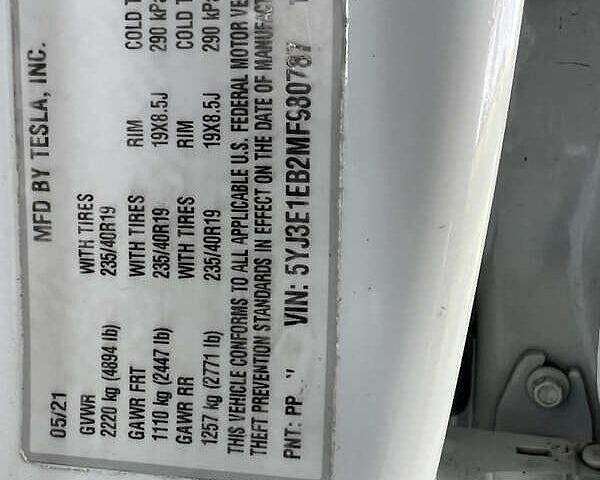 Белый Тесла Модель 3, объемом двигателя 0 л и пробегом 78 тыс. км за 10100 $, фото 1 на Automoto.ua