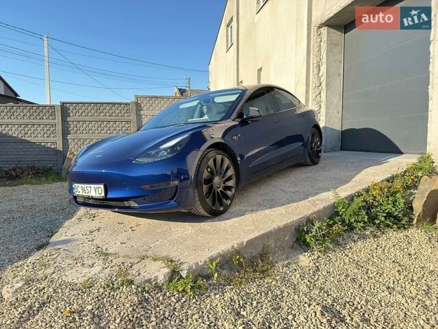 Синий Тесла Модель 3, объемом двигателя 0 л и пробегом 53 тыс. км за 26600 $, фото 1 на Automoto.ua