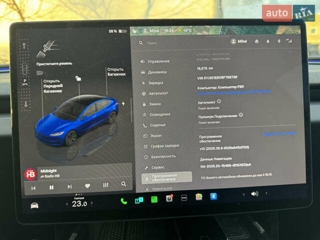 Синий Тесла Модель 3, объемом двигателя 0 л и пробегом 16 тыс. км за 27500 $, фото 1 на Automoto.ua