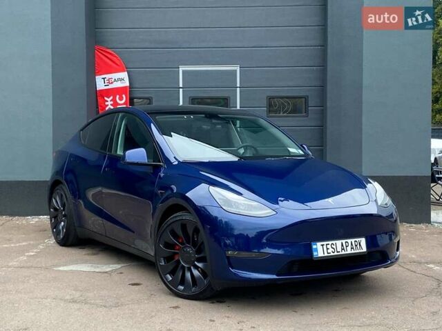 Синий Тесла Model Y, объемом двигателя 0 л и пробегом 16 тыс. км за 36999 $, фото 1 на Automoto.ua