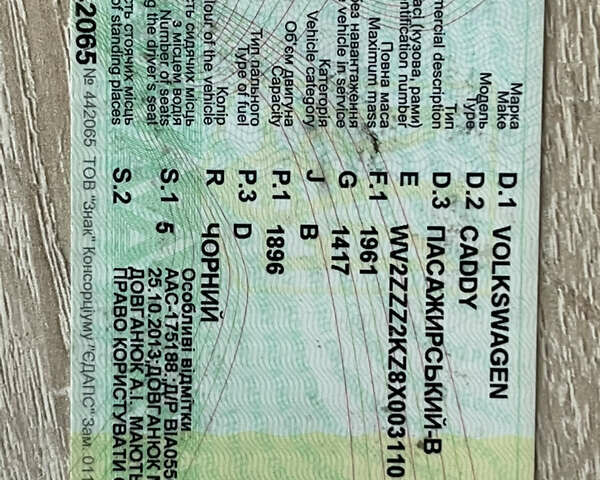 Черный Фольксваген Кадди, объемом двигателя 1.9 л и пробегом 175 тыс. км за 1600 $, фото 1 на Automoto.ua