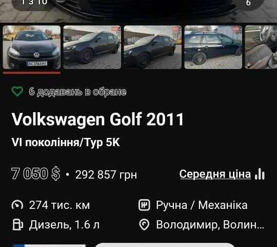 Черный Фольксваген Гольф, объемом двигателя 1.6 л и пробегом 277 тыс. км за 6600 $, фото 1 на Automoto.ua